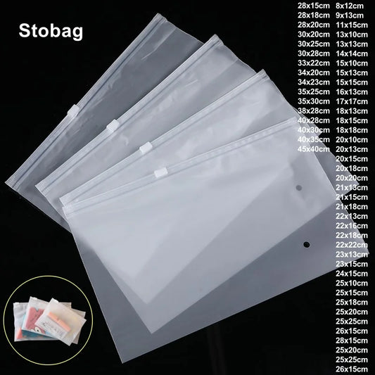 StoBag Frosted Matte Plastic Clothing Packaging Zipper Bag Zippered Shipping Sealed Underwear Socks Storage Reusable Pouch