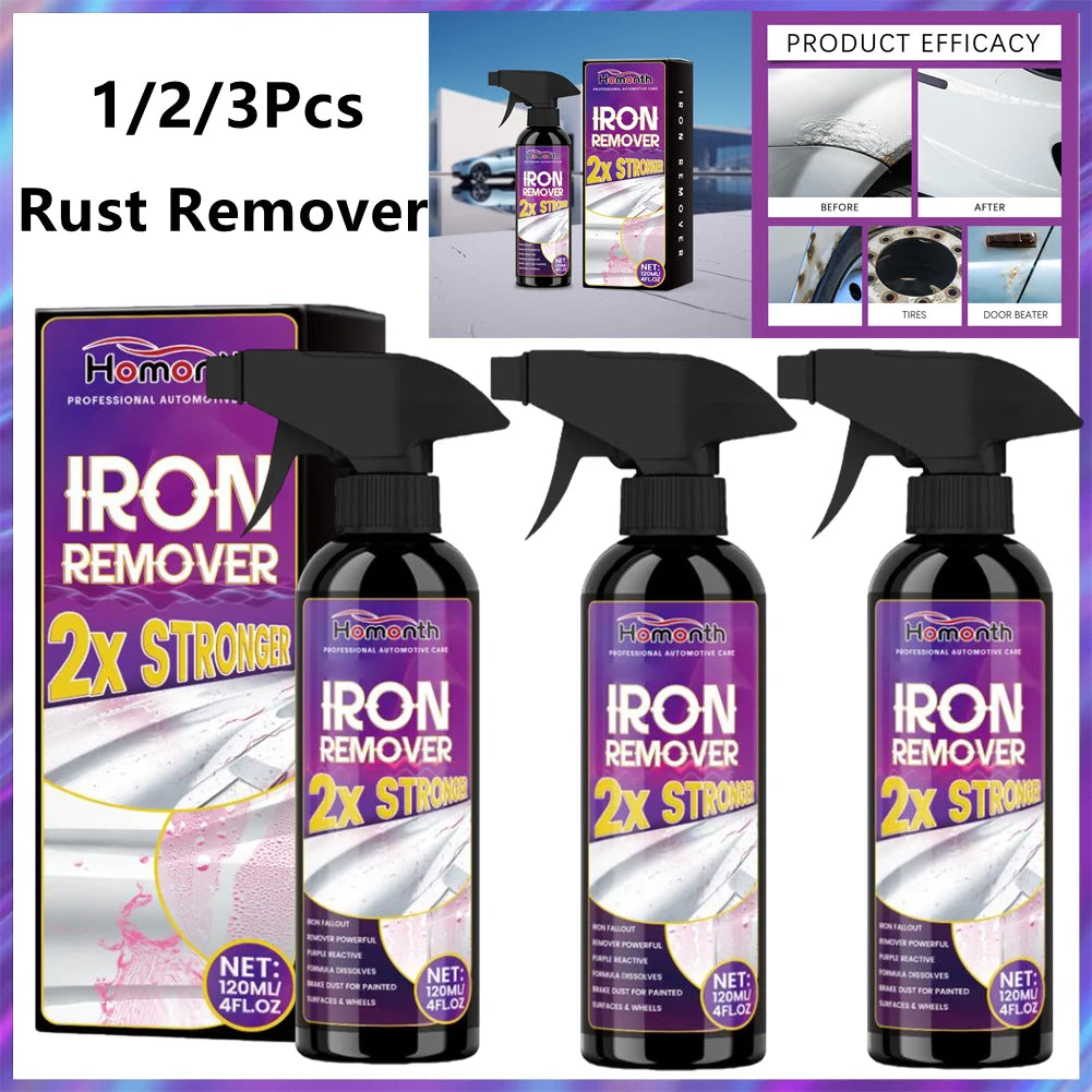 1/2/3PCS Rust Remover Spray Powerful Rust Removal For Metal Car Bike Household Tools Car Rust Cleaner
