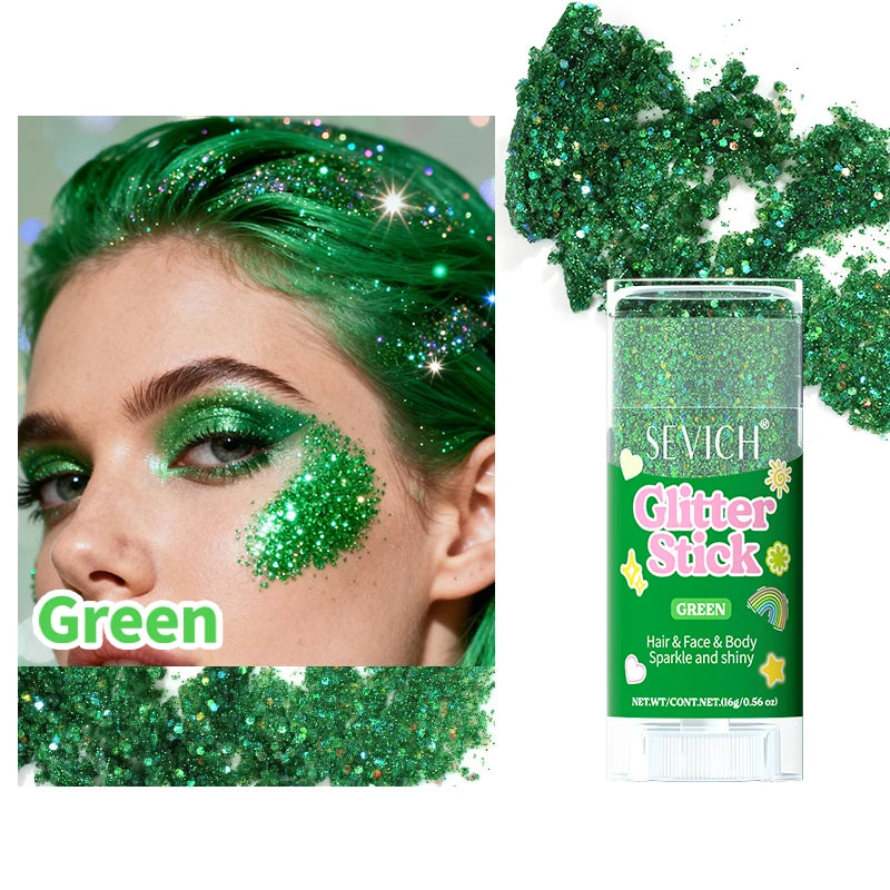Glitter Makeup Stick for Hair Face Body Shimmer Gel Cosmetic for Women Festival Party Independence Day Hair Decoration