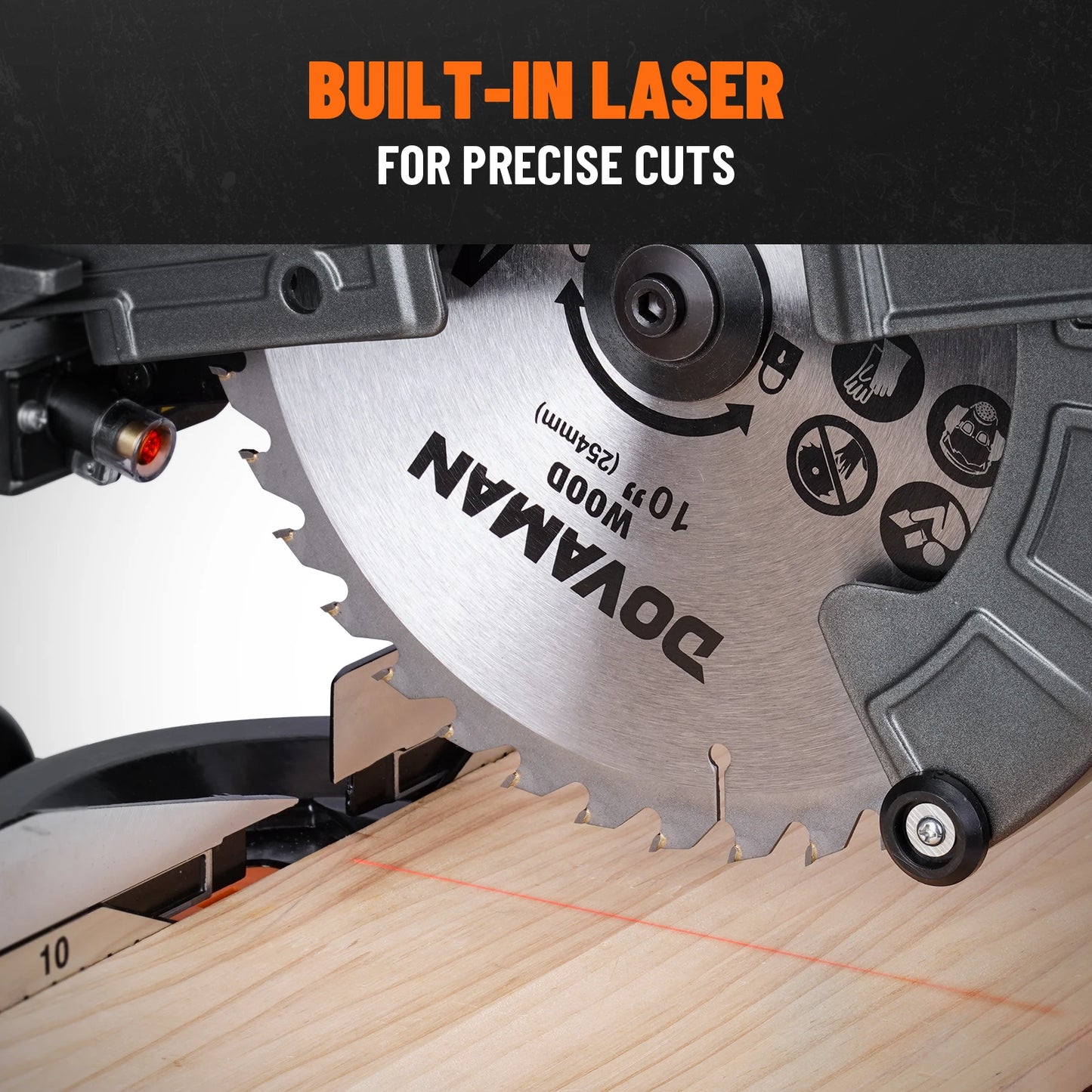 DOVAMAN 10" Sliding Miter Saw — Dual-Mode Cutter with Laser & 3 TCT Blades