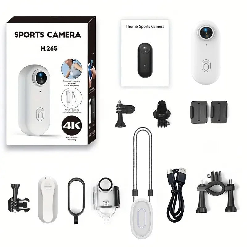 4K Thumb Action Camera — Stabilised Sports Body Cam, 800mAh