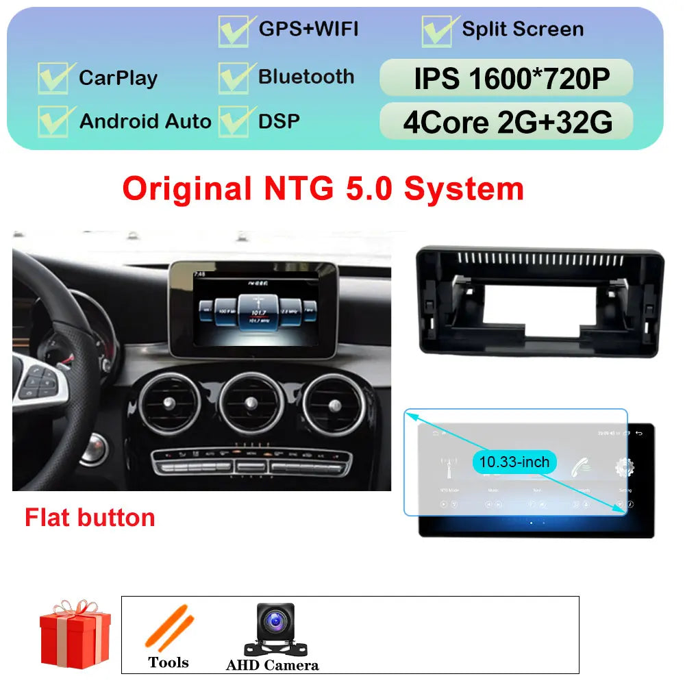 Car Stereo with Apple CarPlay & Android Auto, Compatible with Mercedes-Benz C-Class W205 & GLC X253