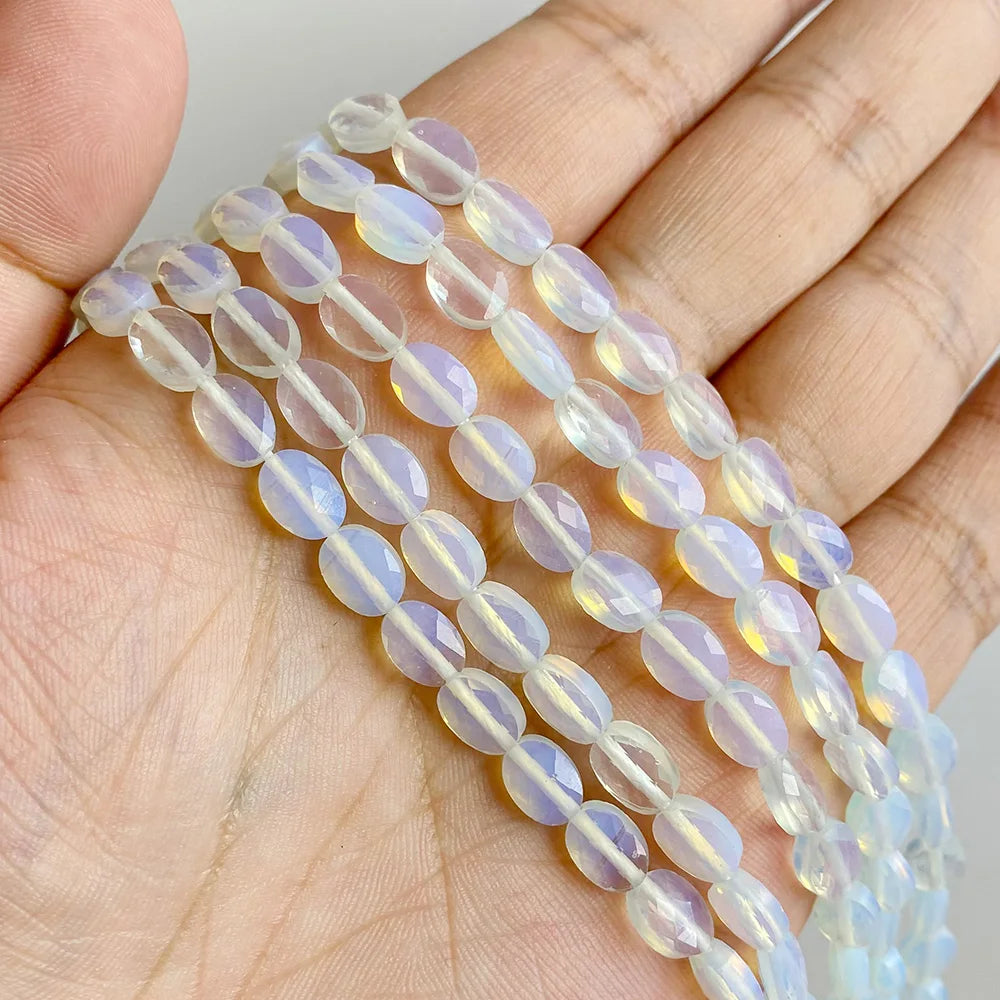 Healing Faceted Gems Beads Oval Shape Natural Crystal Jaspers Stone Loose Beads For Jewelry Making Necklace DIY Bracelet 6x8mm