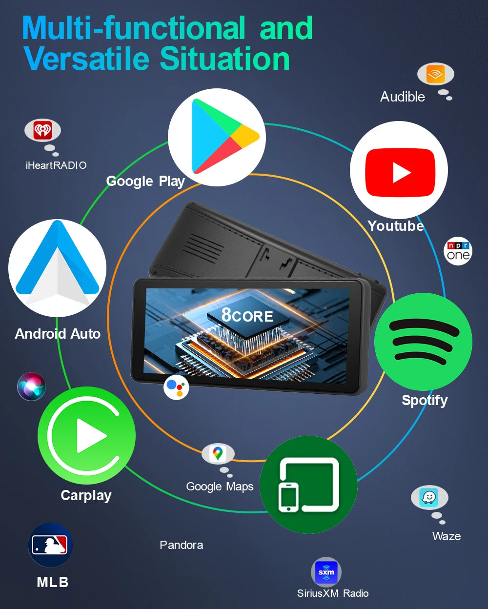 7" Universal Car Stereo with Apple CarPlay & Android Auto (with Rear Camera)