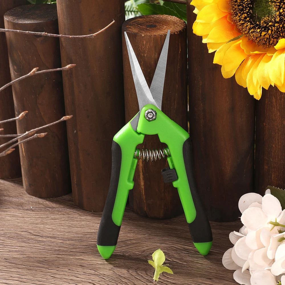 6.5" Garden Pruning Shears – Non-Slip Stainless Steel Flower & Branch Scissors