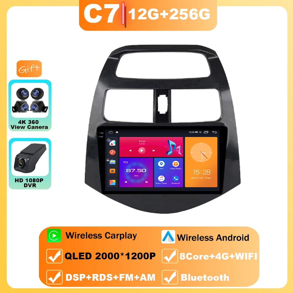Android 15 For Chevrolet Spark M300 2009-2016 Car Radio Multimedia Video Player Navigation GPS wireless android Carplay 4G WIFI