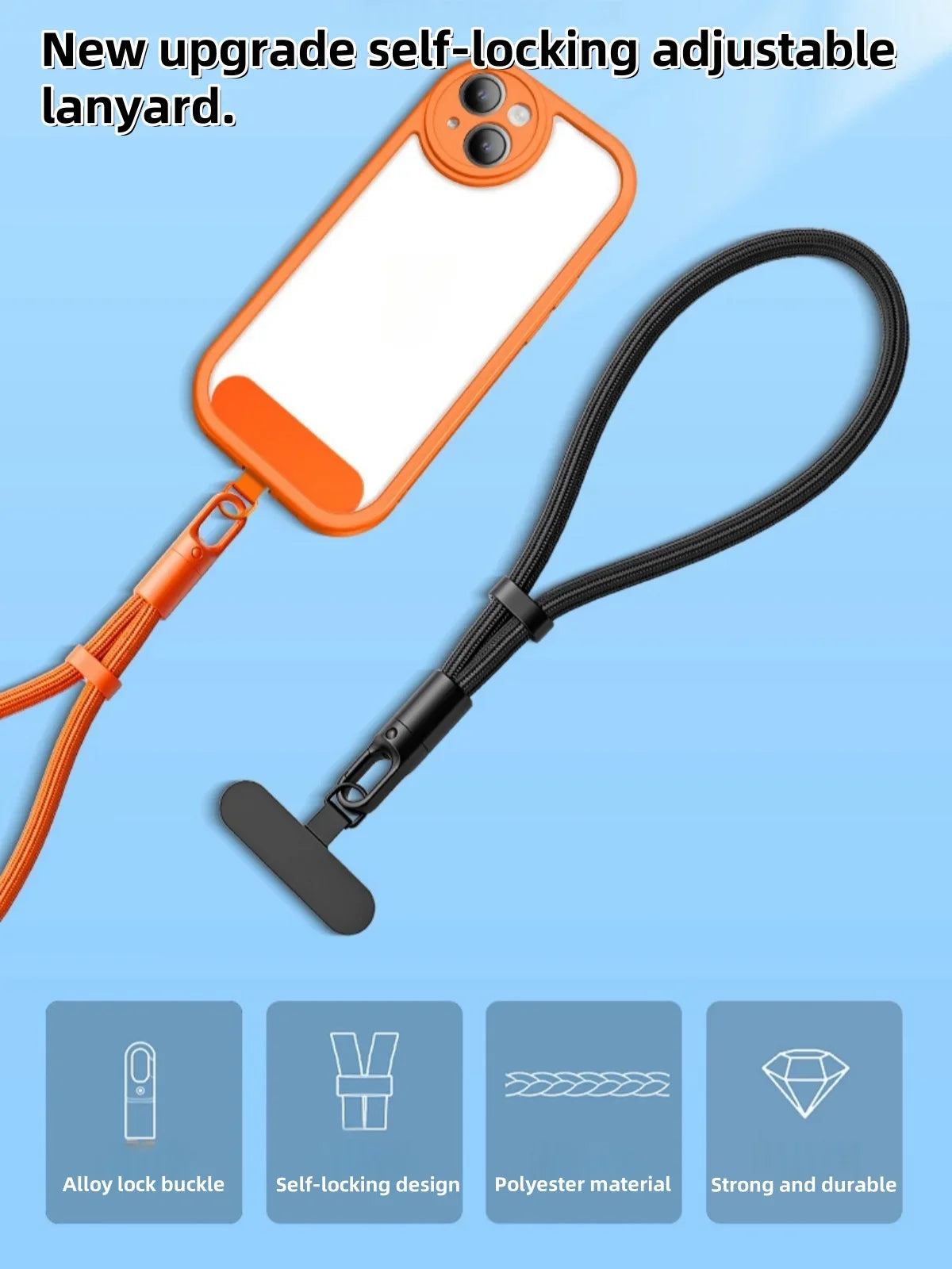 Adjustable Phone Lanyard/Wrist Strap Crossbody/Neck Phone Strap Universal Phone Slings Stretchable Cable for Smartphones