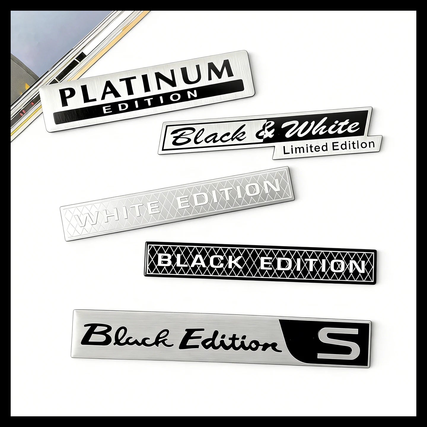 2 PCS Black White Platinum Edition 3D Aluminium Car Stickers Accessories Auto Body Tail Emblem Decals For Toyota Ford Opel Lexus