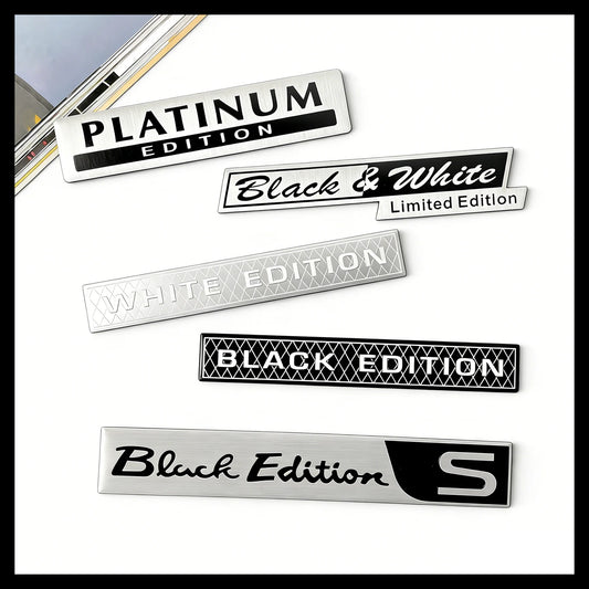 2 PCS Black White Platinum Edition 3D Aluminium Car Stickers Accessories Auto Body Tail Emblem Decals For Toyota Ford Opel Lexus