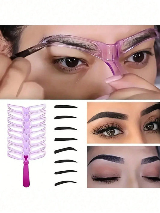 8-Piece Reusable Eyebrow Stencil Kit for Perfect Brows