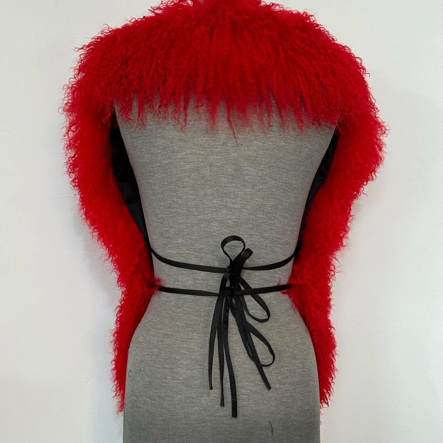 Fluffy Luxury  Real Mongolian Fur Halter Vests Women Solid Deep V-Neck Backless Bandage Sleeveless Jackets Top Outerwear Coat