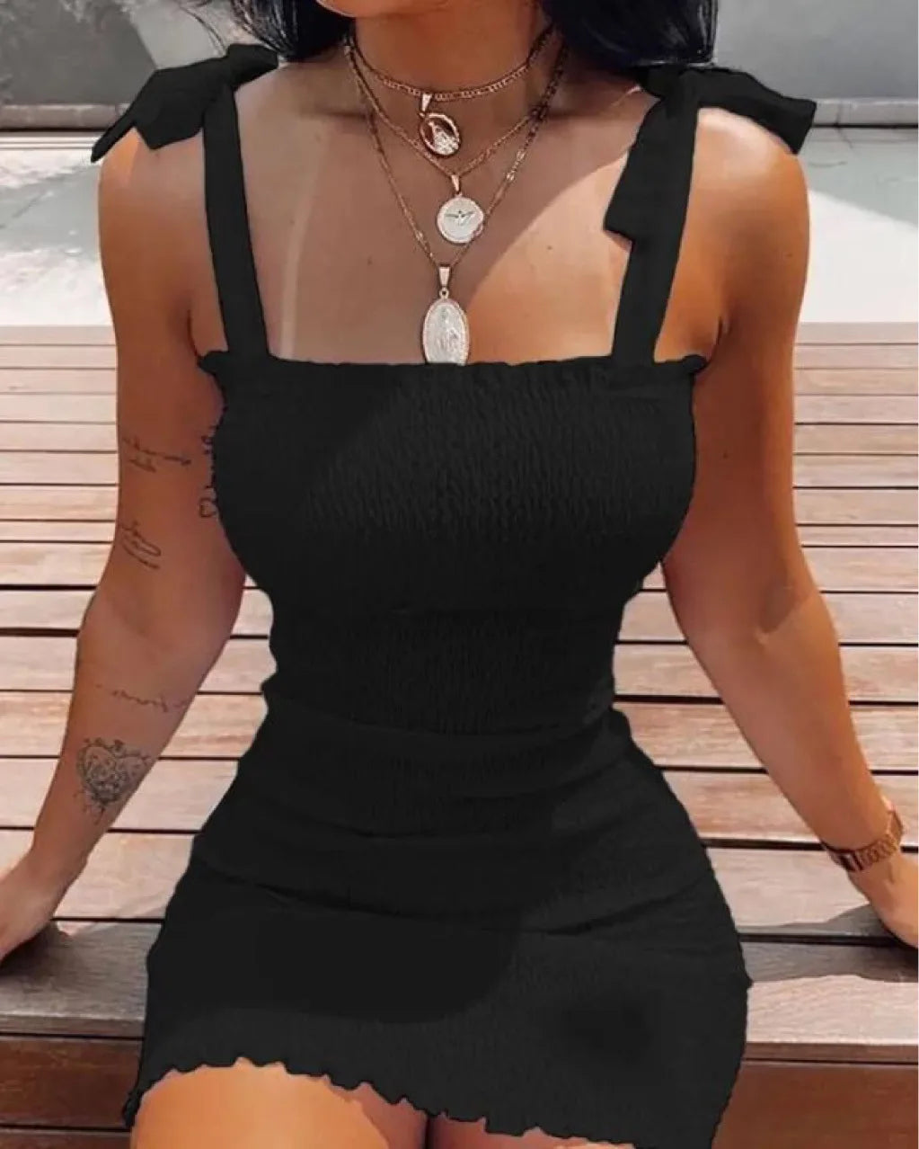 Women's Off-Shoulder Strap Mini Dress — White Summer Beach Dress