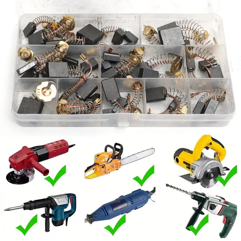 Carbon Brush Repair Kit Power Tool Electric Motor Replacement Parts Chainsaw Hand Drill Angle Grinder Graphite Brush Spring Part
