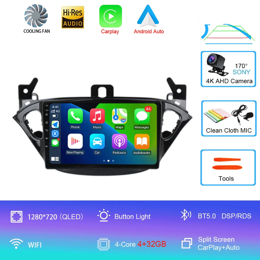 Carplay 2 Din Android 16 Car Radio Audio Multimedia For Opel Corsa E 2014 2015 - 2019 GPS Navigation Auto Stereo Monitor BT WIFI