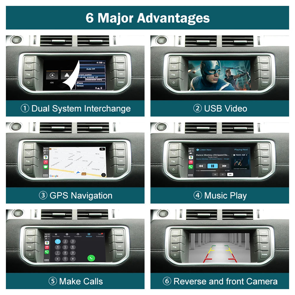 RoadTop Wireless Carplay Mirror Link AirPlay Ai Box For Land Rover Jaguar Range Rover Evoque Discovery Bosch Harman 2012-2018