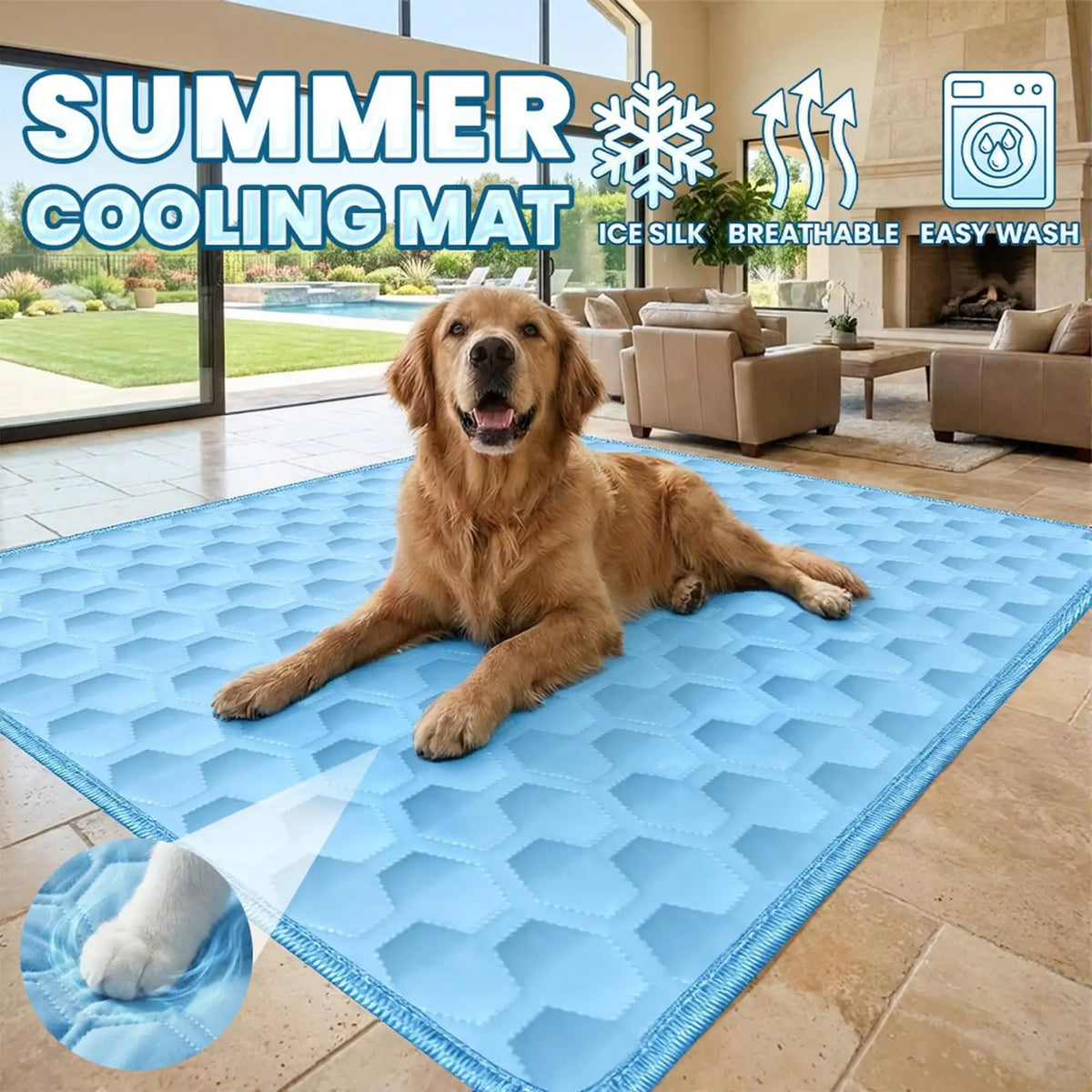 Extra Large Dog Cooling Mat - Summer Ice Pad Blanket