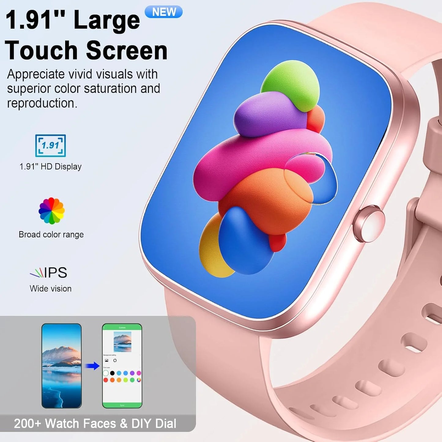 Nerunsa 1.91" Smartwatch with Bluetooth Calling & GPS – IP68 Waterproof Fitness Tracker | 110+ Sport Modes, Heart Rate & Sleep Monitor for Android & iOS