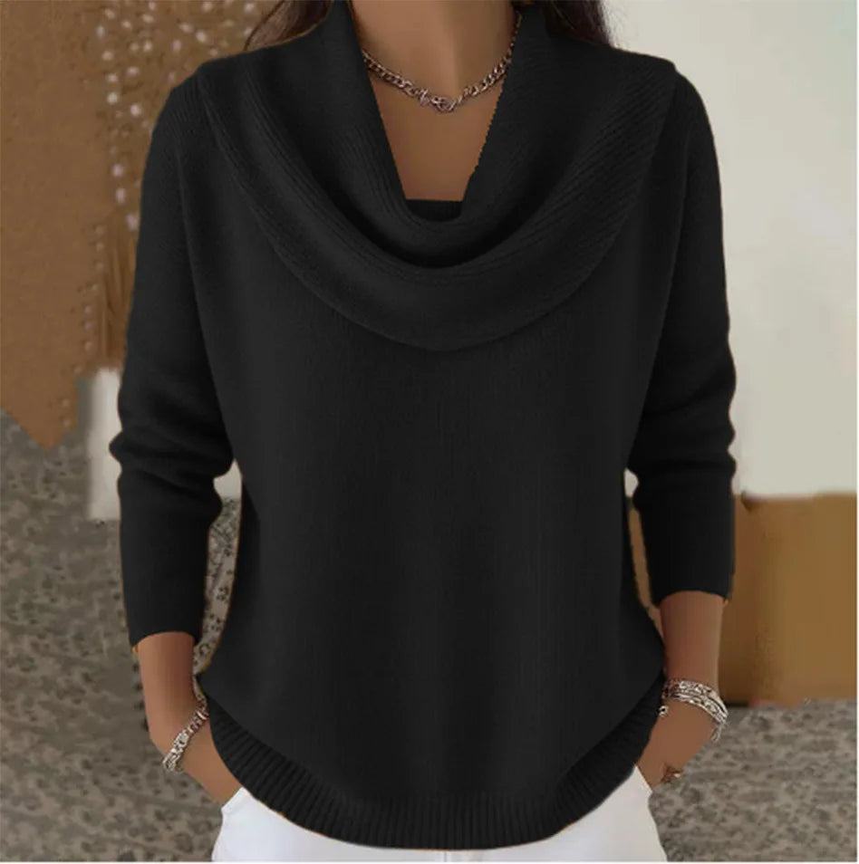 Women's draped neck pullover sweater - view 9