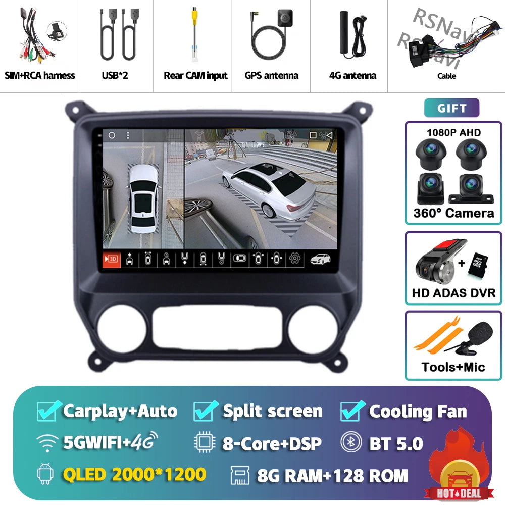 Android 16 Carplay Auto Car Radio Multimedia For Chevrolet Silverado 3 GMTK2 2014 2015 2016 2017 2018 Autoradio Stereo Head Unit