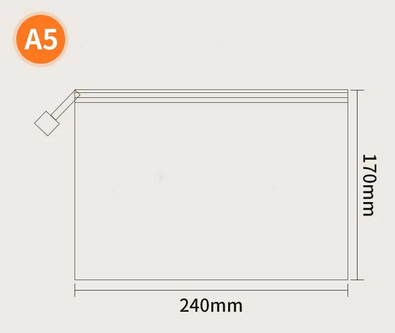 A3 A4 A5 Plastic Folder File Envelope Poly Stationery Storage Waterproof Zipper PVC Organizer Bag Document Paper Office