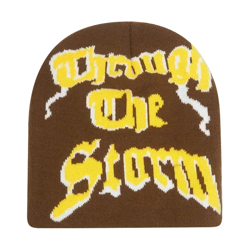 Y2K Letter Knit Beanie, Warm Ski Hat