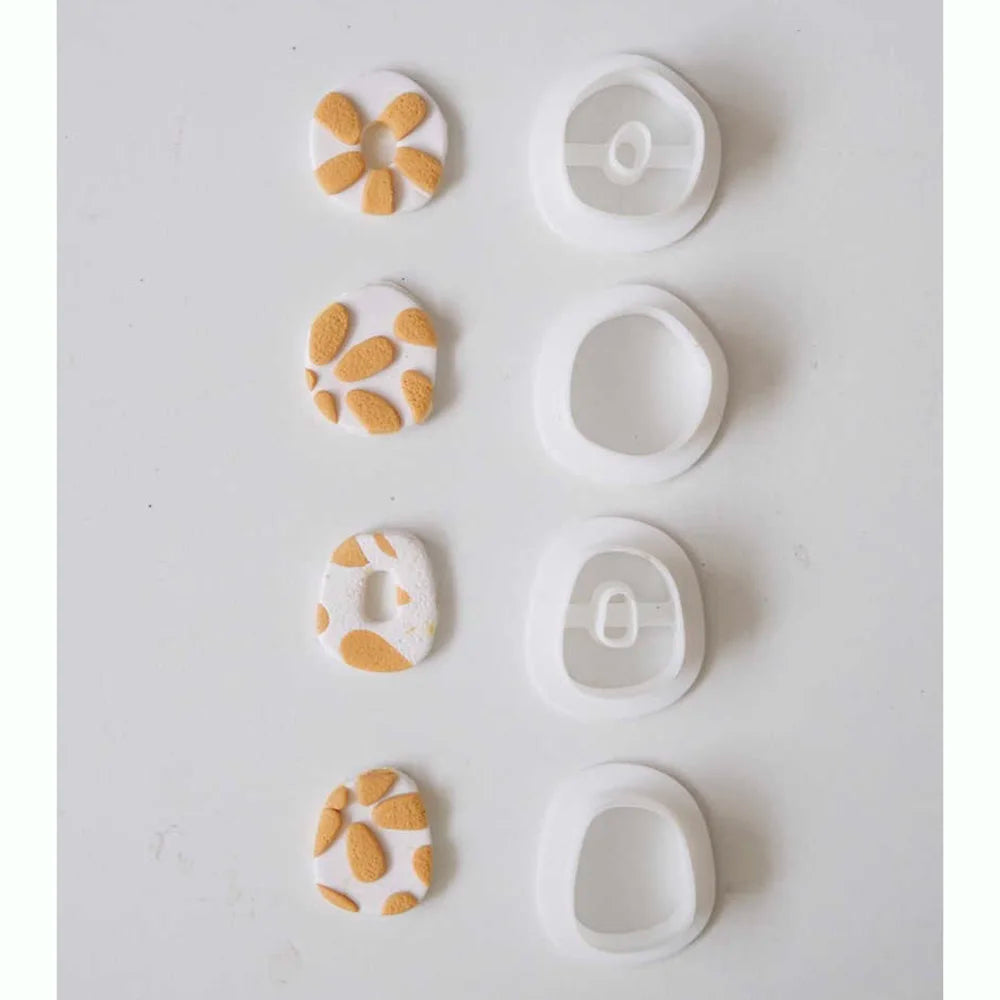 Basic Geometry Shape Polymer Clay Cutter Mold Hollow Round DIY Earring Pendant Jewelry Cutting Die Manual Mold Soft Pottery Tool