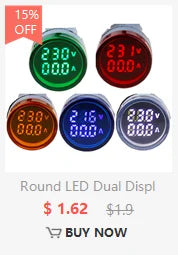 110V 220V AC Digital Voltmeter Ammeter 50-500V 0-100A Square Round Voltage Current Meter Car Volt Tester Test Gauge Amp Detector