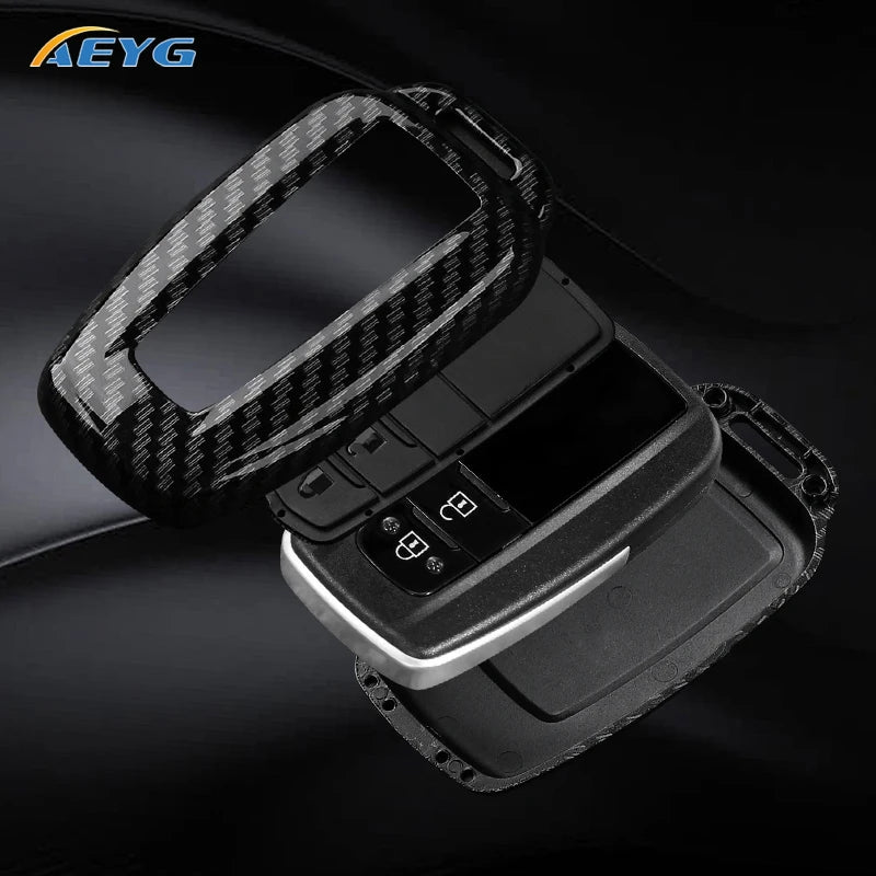 ABS Carbon Fiber Car Key Case Cover Shell Fob For Toyota Prius Camry Corolla C-HR CHR RAV4 Prado 2018 2022 Key Chain Accessories