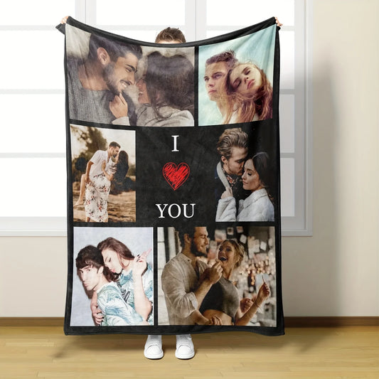 Custom Couple Photo Flannel Blanket, Personalized Gift