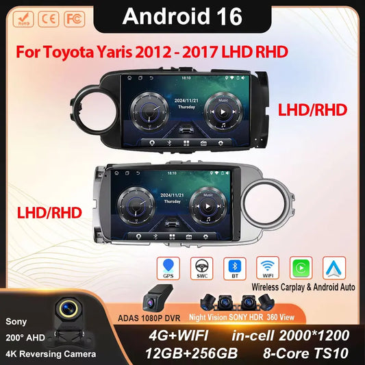 Car Stereo with Apple CarPlay & Android Auto, Compatible with Toyota Yaris (2012-2017)
