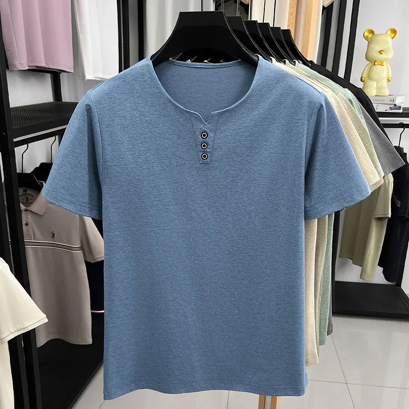Men's Henley Tee - Short Sleeve, Slim Fit Breathable Streetwear