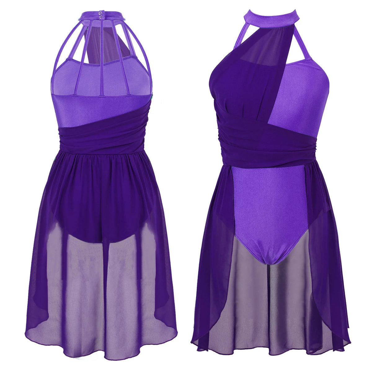 Women's ruched chiffon contemporary lyrical dress