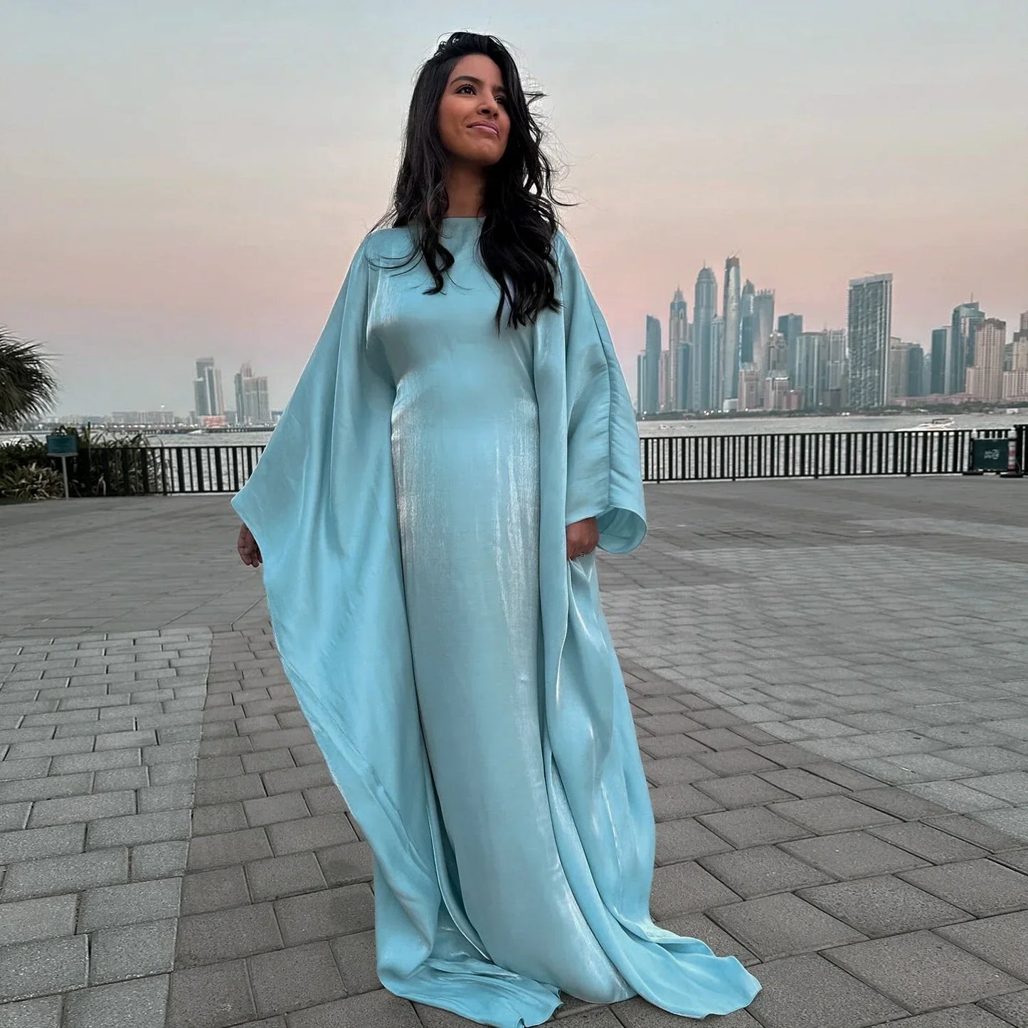 Butterfly Abaya Inside Inner Belt Muslim Party Long Dress Abayas for Women Dubai Turkey Islamic Clothing Ramadan Eid Kaftan Robe