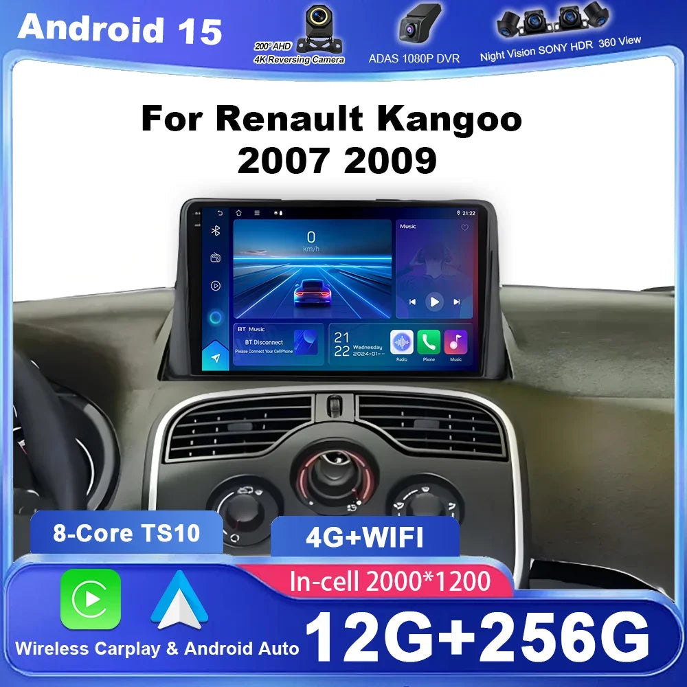 Android Car Stereo for Renault Kangoo (2008–2018) — CarPlay, Android Auto, GPS Navigation, Head Unit