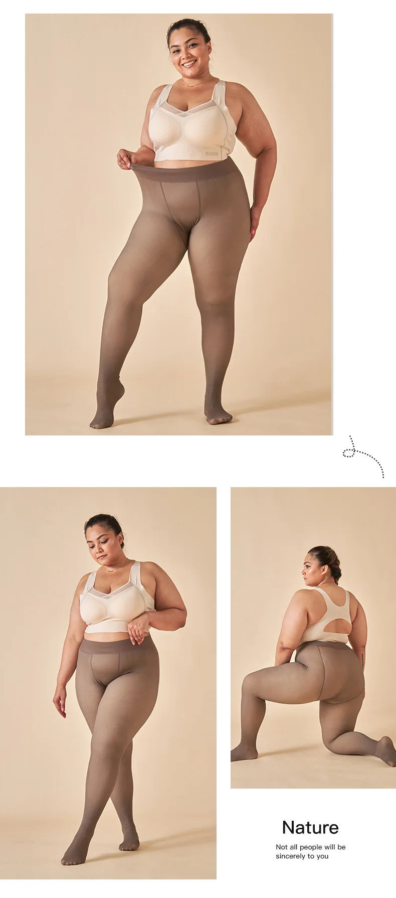 Women's Fleece-Lined Thermal Pantyhose, Sheer Look