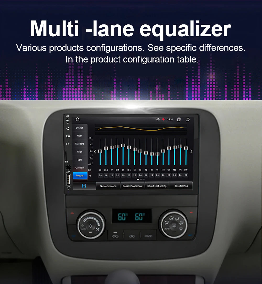 XIMA Universal 1 Din 7“ Car Radio  Carplay Android Auto Multimedia Player HD Touch Screen Input Bluetooth MirrorLink  Autoradio