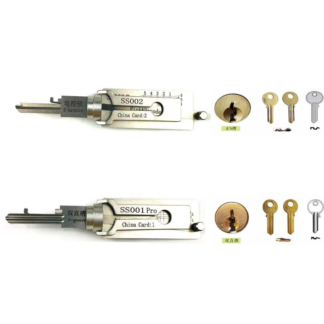 SS001 SS002 SS003 2 In 1 Lock Key Precision Hook And Pick Set Pick-up Kits Door Lock Unlocking Engineering
