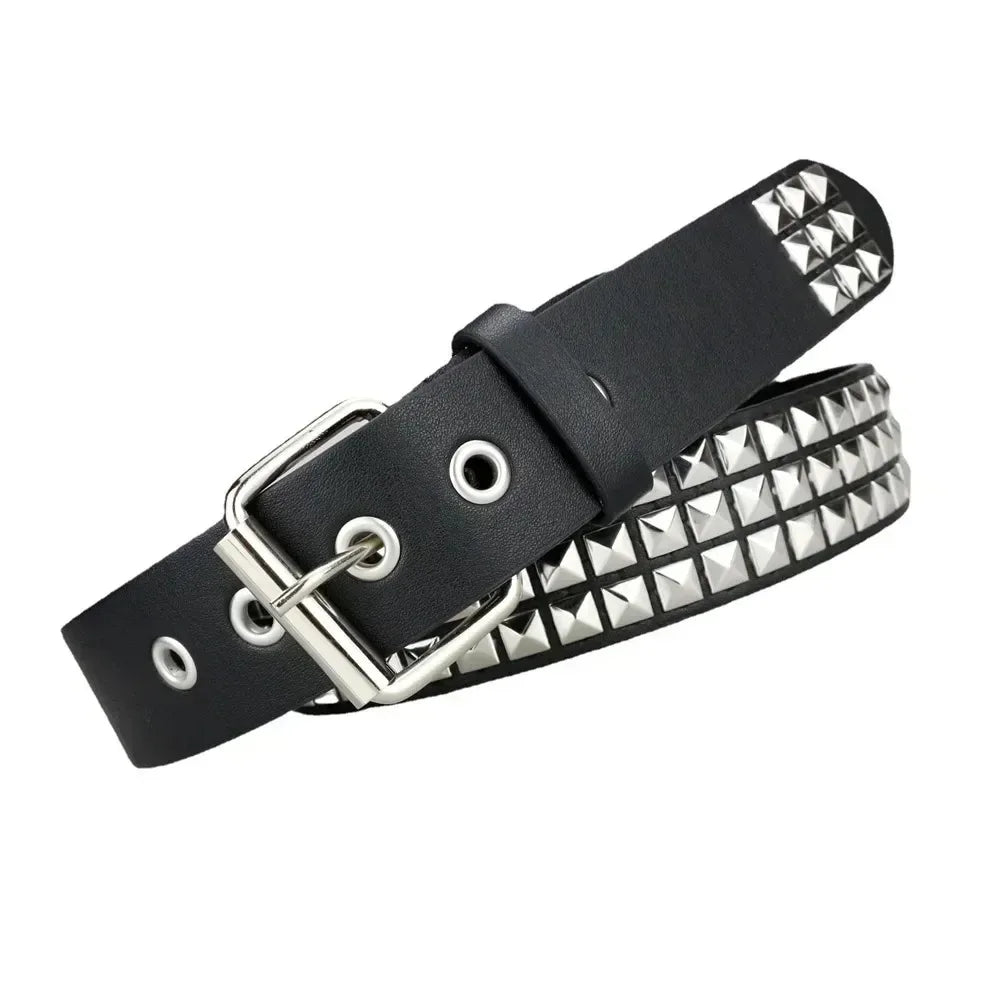 Pyramid Stud Belt — Y2K Punk Rivet Belt for Men & Women