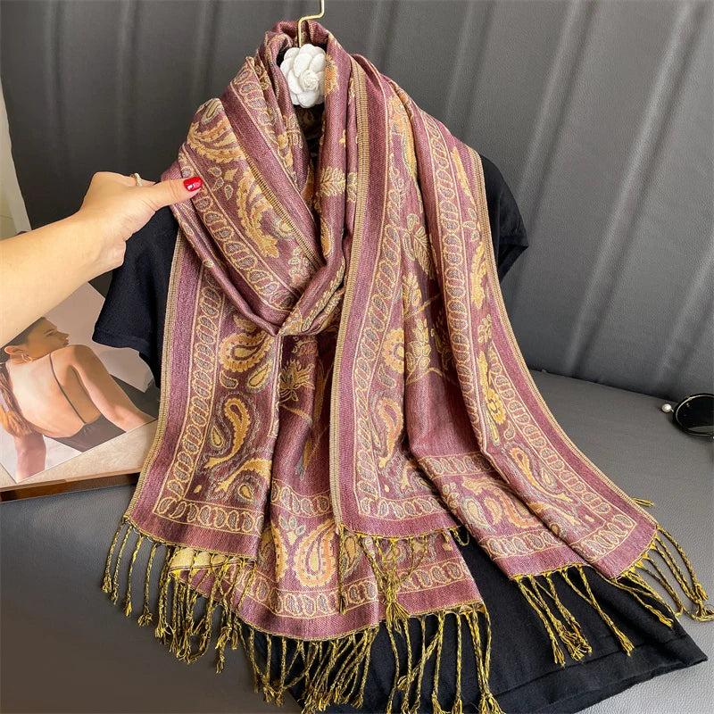 Women's Printed Pashmina Shawl, Soft Winter Scarf