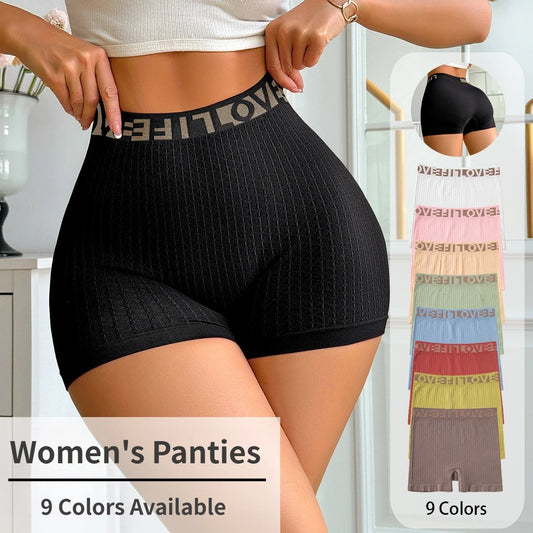 Women's High‑Waist Casual Boxer Briefs, Sports Letter Print Panties, Soft & Comfortable, Multiple Colors and Sizes Available