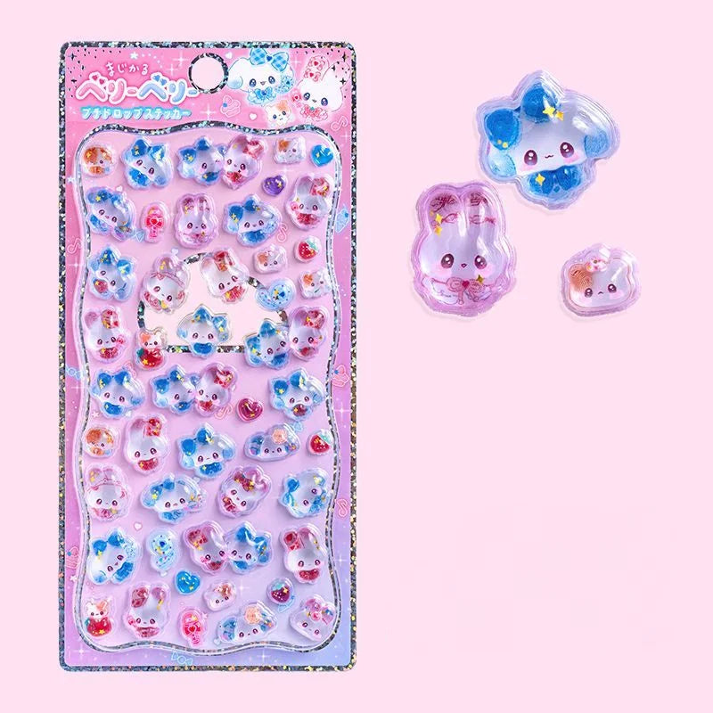 Original Cartoon Water Drop 3D Relief Stickers Cute Refrigerator Sticker Girl's Handbooks Decoration Creativity Reward Toy Gift