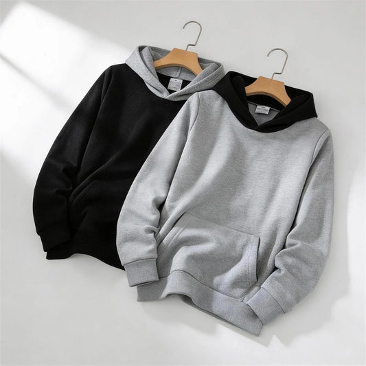 Kids Color-Block Fleece Hoodie - Stretch Pullover with Kangaroo Pocket