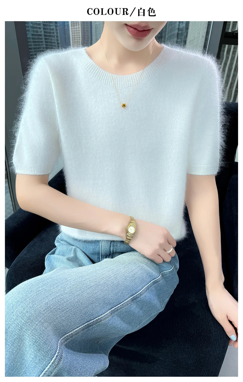 Women's Short Sleeve Knit Sweater Top