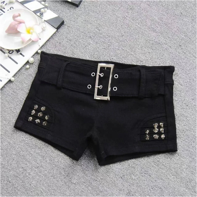 Women's Y2K Gyaru Harajuku Low Rise Denim Hot Pants – Vintage 2000s Jean Shorts Streetwear