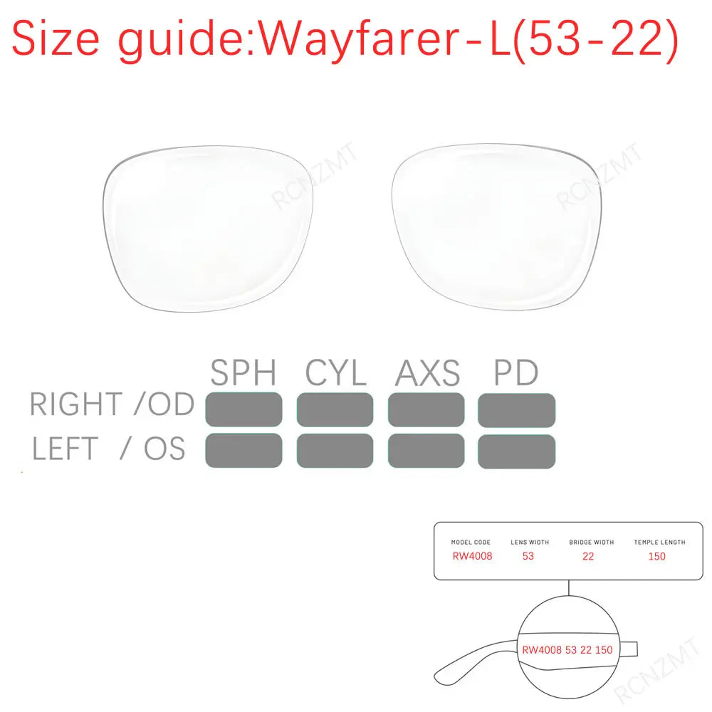 For Ray Ban Meta Lens Replacement Transitions RW4006/4008 Wayfarer Headliner Anti Blue Prescription Lenses Accessories