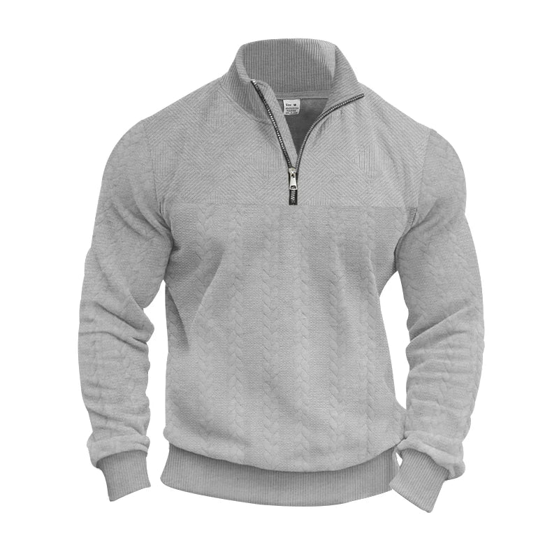 Men's Quarter-Zip Knit Pullover - Jacquard Pattern Winter Sweater - photo 6