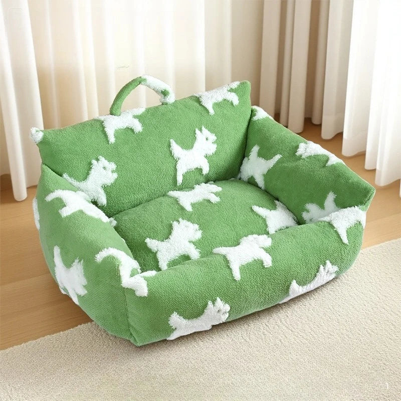 Dog Bed with Raised Edges Cat Mat Long Plush Deep Sleeping Warm Soft Small Dog Cushion Calm Beds for Small Dogs Cats for Warmth