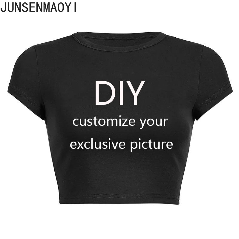 2026 New Summer Short Sleeve O Neck Your Exclusive DIY Print Pattern Customize Cropped Navel Women Crop Tops Fashion T-Shirt