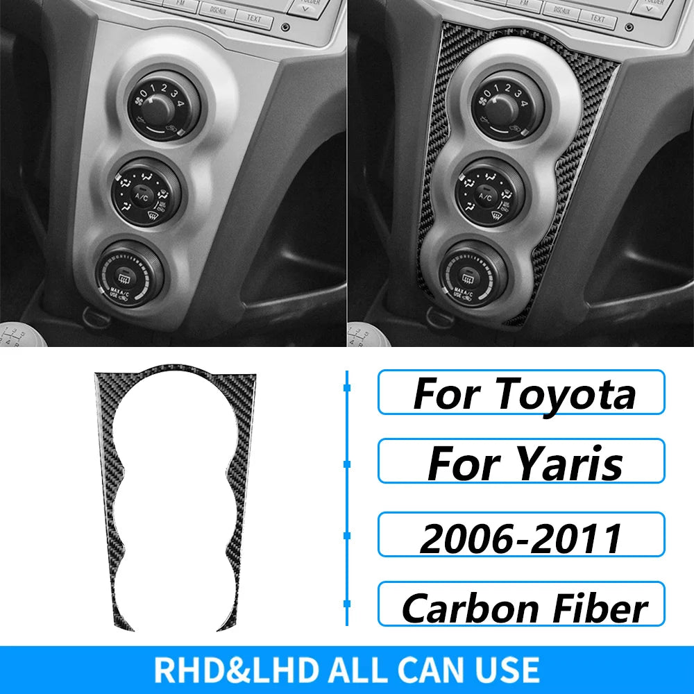 For Toyota Yaris 2006-2011 Carbon Fiber Central Control AC CD Air Outlet Gear Shift Panel Cover Trim Set Car Accessories Sticker