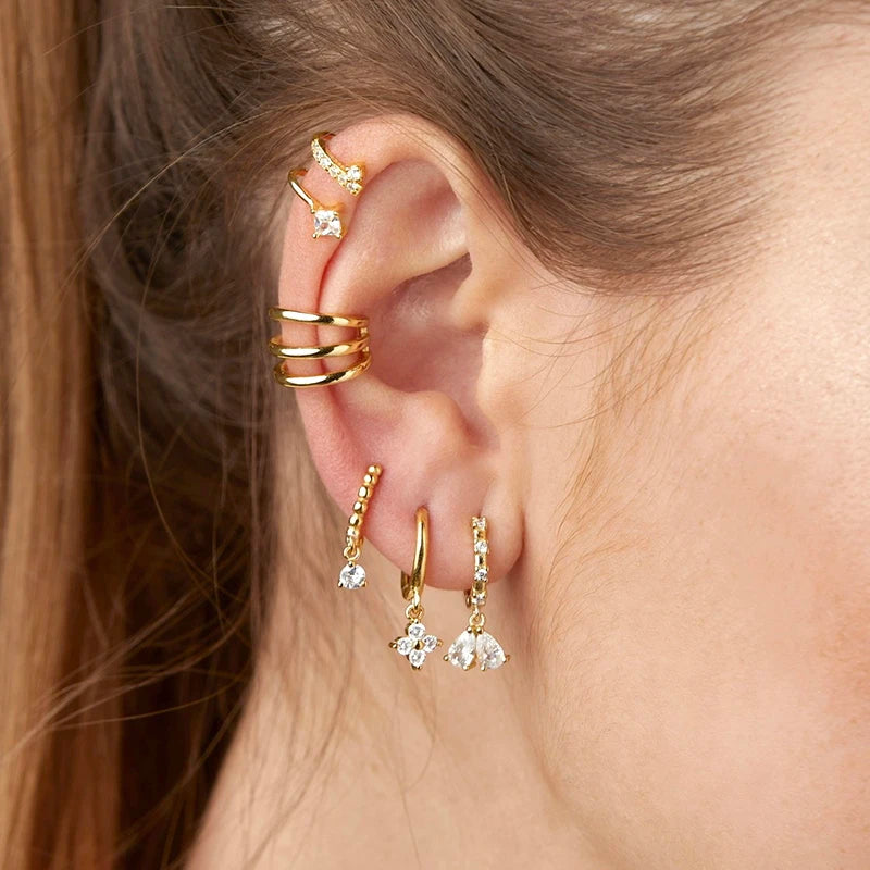 925 Sterling Silver Crystal Drop Earrings for Women - Heart & Flower Studs